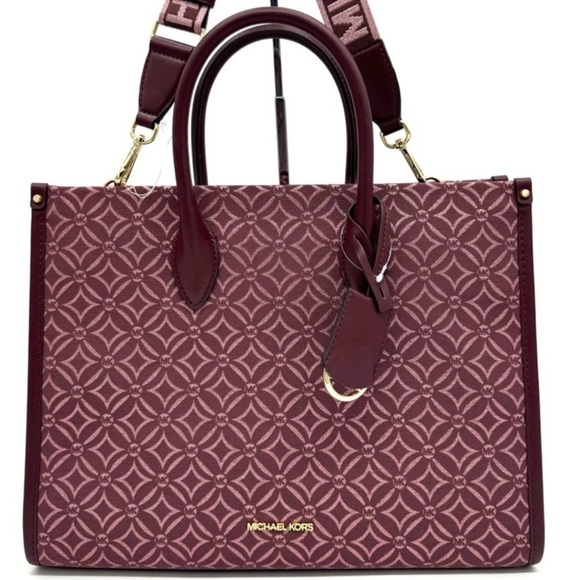 Michael Kors Medium Mirella Tote Bag Ox Blood Multi - Picture 1 of 12